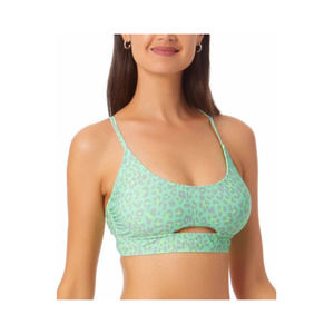 New California Waves Womans Small Cutout Bralette Bikini Top Animal Swim NWT